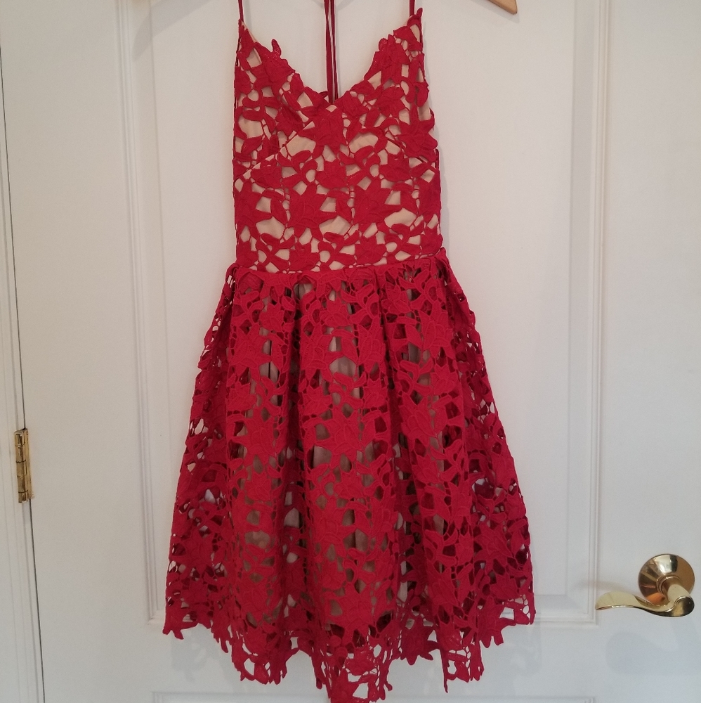 New! Two Sisters Red Elektra Lace Up dress - Picture 6 of 7